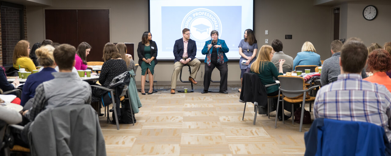Three professionals present at the leadership panel breakfast hosted by Western Michigan University